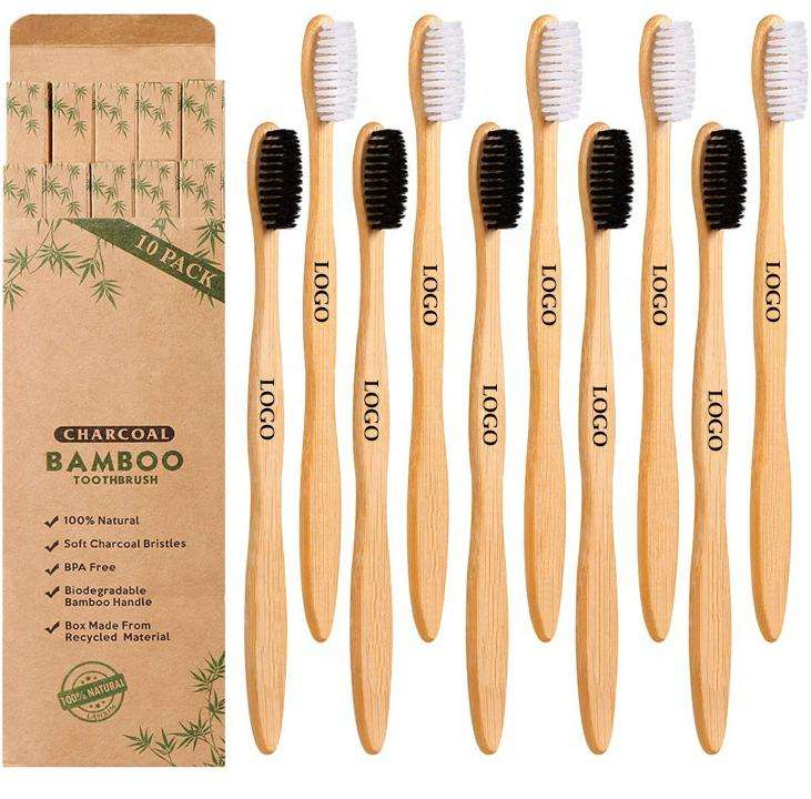 Free Sample Custom Biodegradable Eco-Friendly Bisphenol a Free Soft Bamboo Wood Toothbrush Charcoal Bamboo Made Human Toothbrush