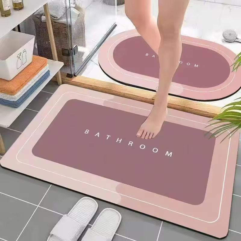 Custom Super Absorbent Floor Mat Bathroom Non-Slip Soft Carpet Shower Stone Bath Mat