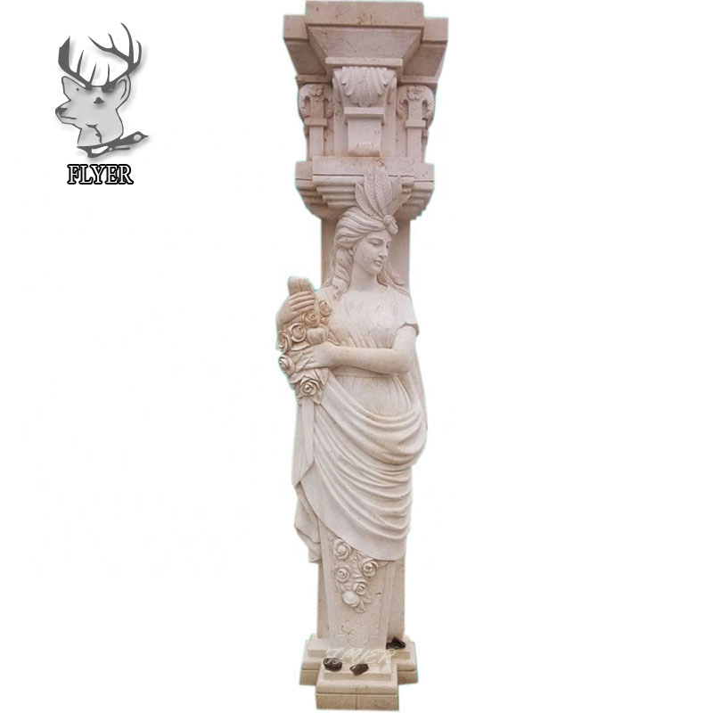 Home Decorative Marble Carving Lady Statue Pillars Carved Stone Woman Figure Sculpture