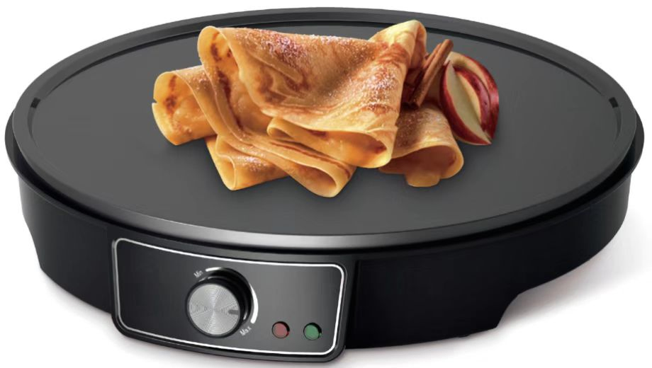 Electric Crepe Maker & Griddle Cooktop - Nonstick 12 Inch Aluminum Hot Plate with LED Indicator Lights & Adjustable Temperature Control