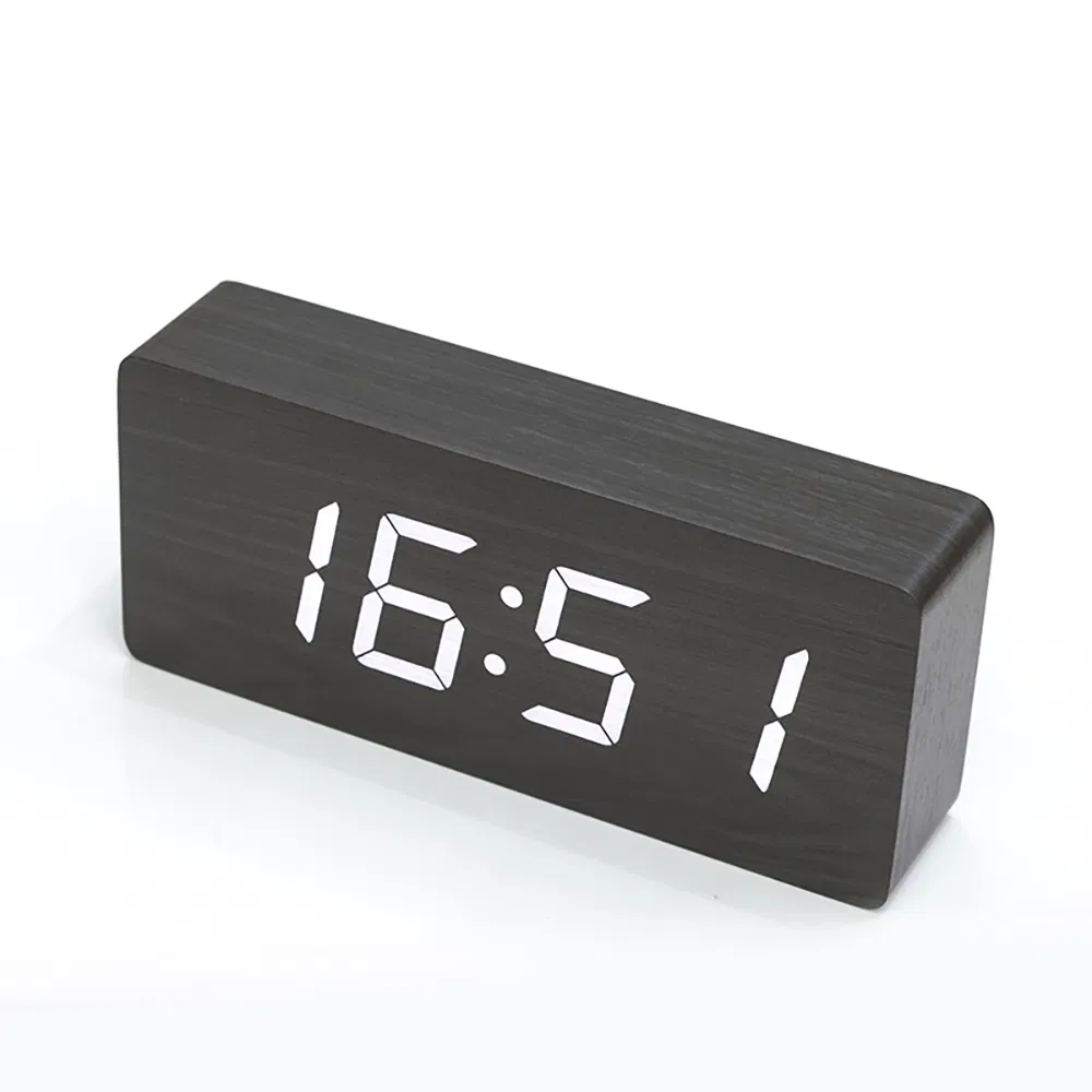 Square Homeware Table Decorative Wood LED Alarm Clock Christimas Gift