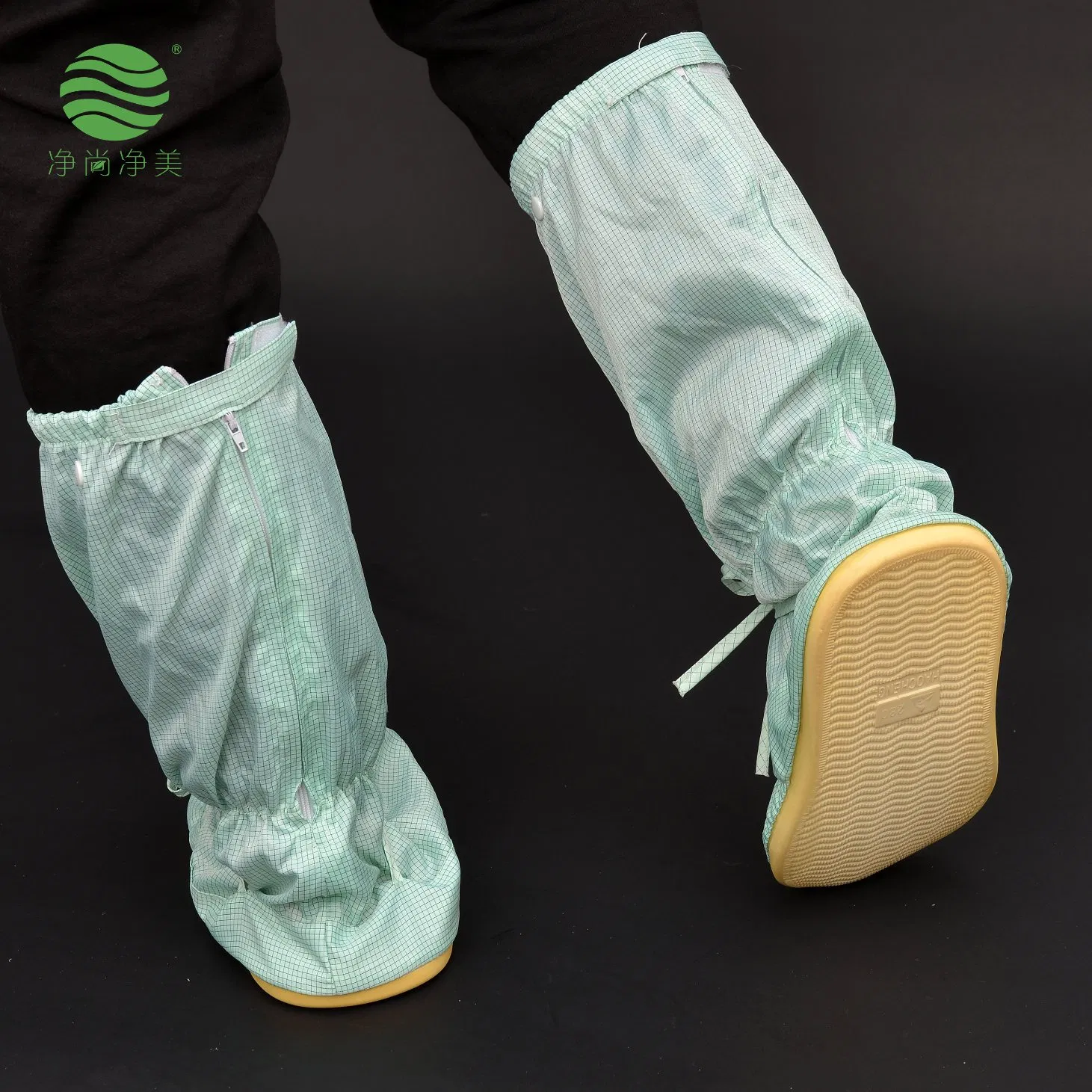 Durable Reusable One-Size Shoe Covers for Electronics Factory with Rubber Sole and ESD Fabric
