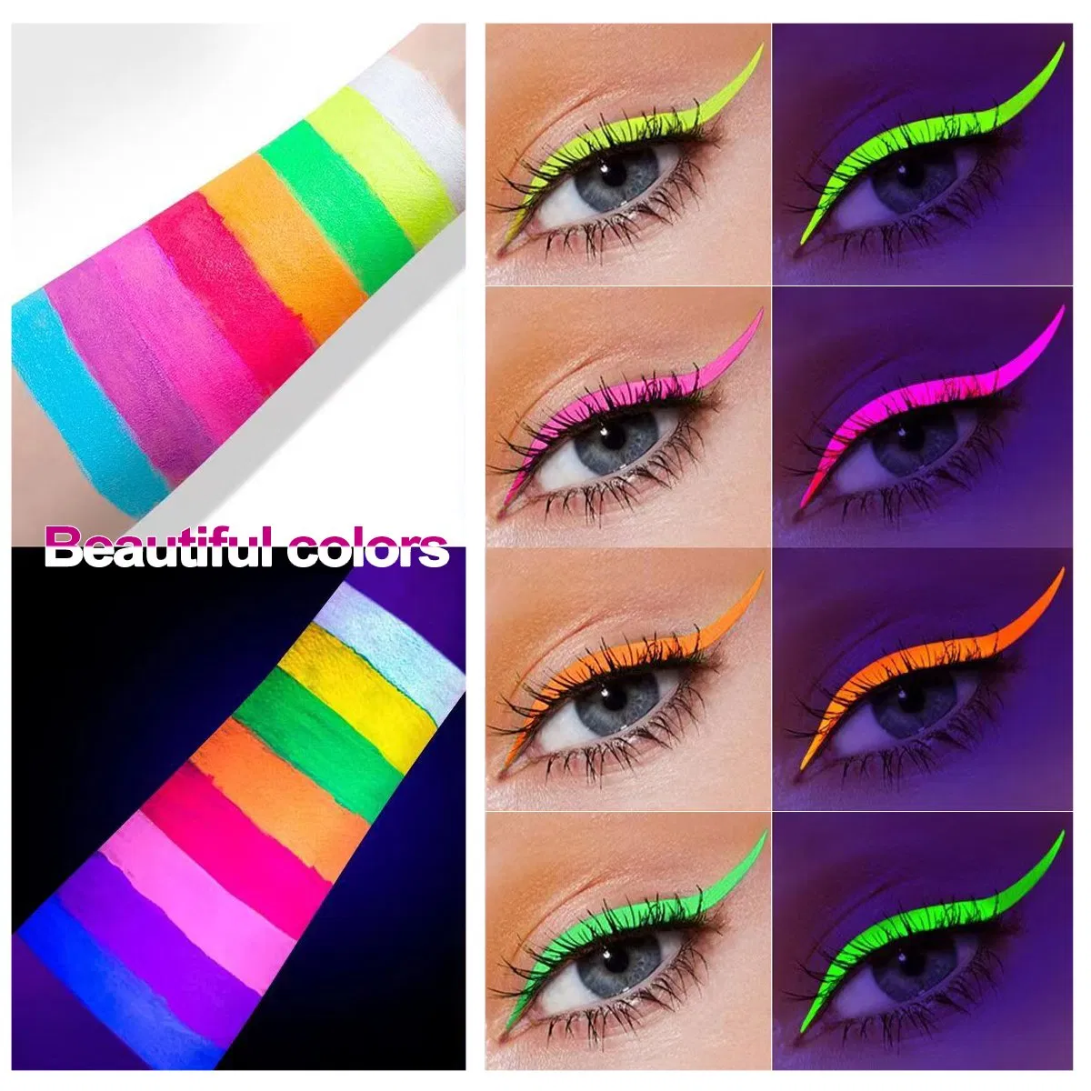 Fluorescent Waterproof Colored Gold Blue Green Red Orange Pink Neon Liquid Eyeliner