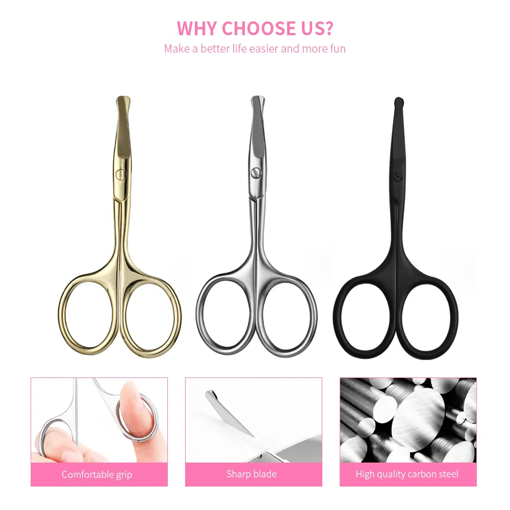 Stainless Steel Eyebrow Eyelash Barber Scissors Beard Nose Hair Trimmer