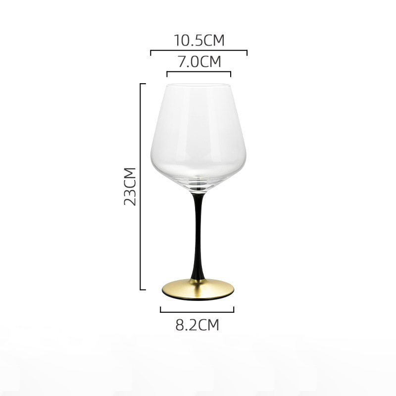 Hot Style Black Gold Rod Crystal Large Burgundy Wine Glass European Style Large Belly Cup