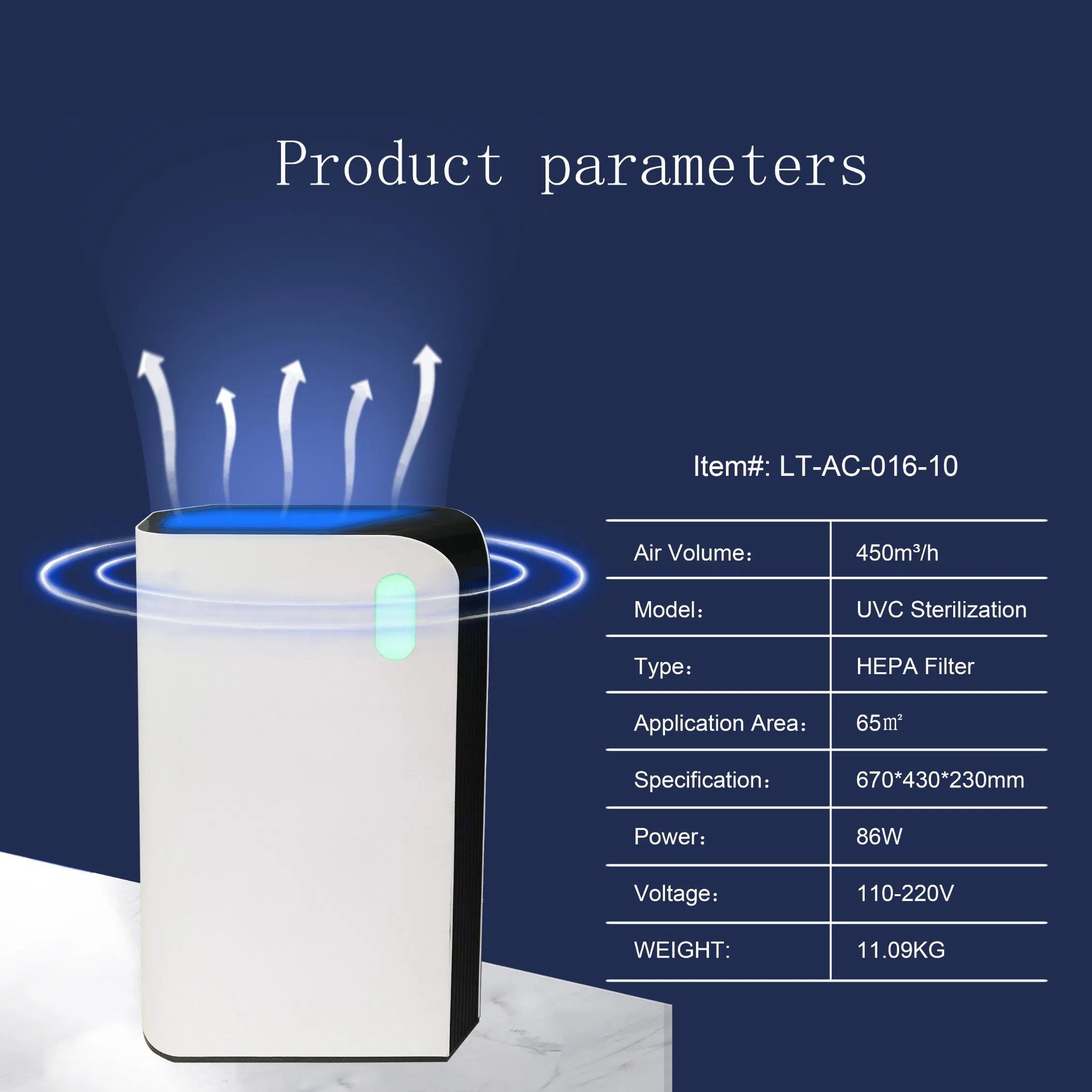 Factory Direct Supply Home Office Hospital UVC Sterilization Disinfection Air Purifier