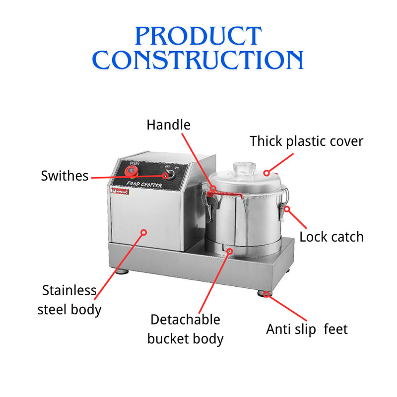Fast Effective Easy Clean Kitchen Equipment 750W Hot Selling 5L Powerful Motor Food Chopper