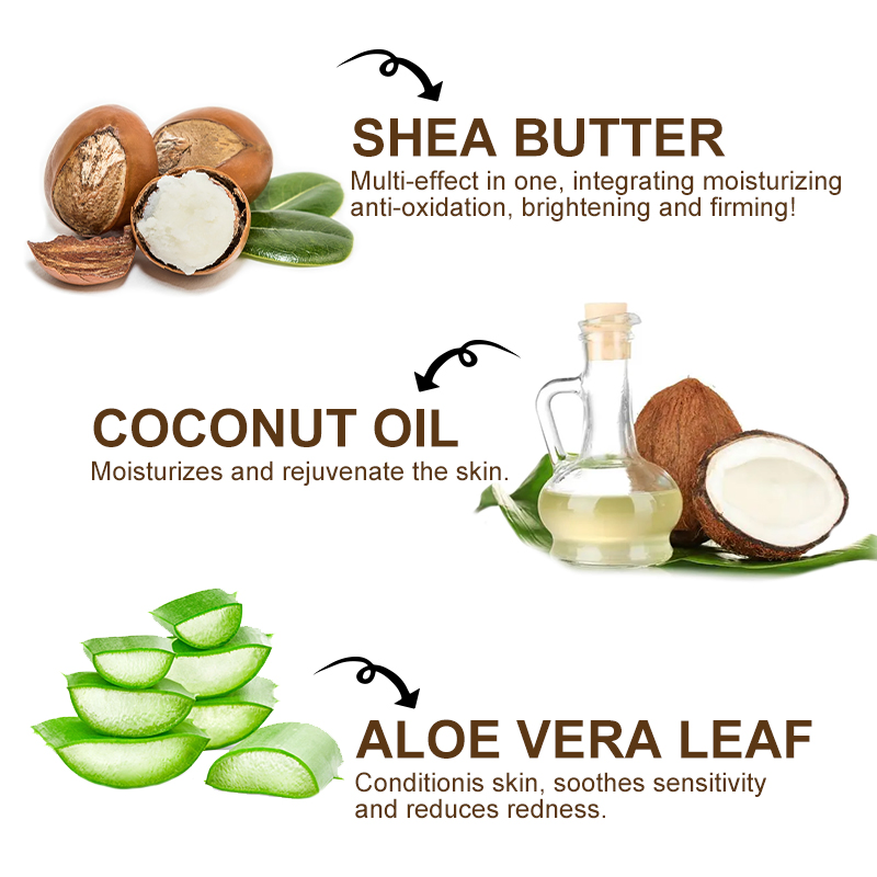 Natural Moisturizing Exfoliating Brightening Skin Glossiness Firming Whitening Coconut Oil Body Cream