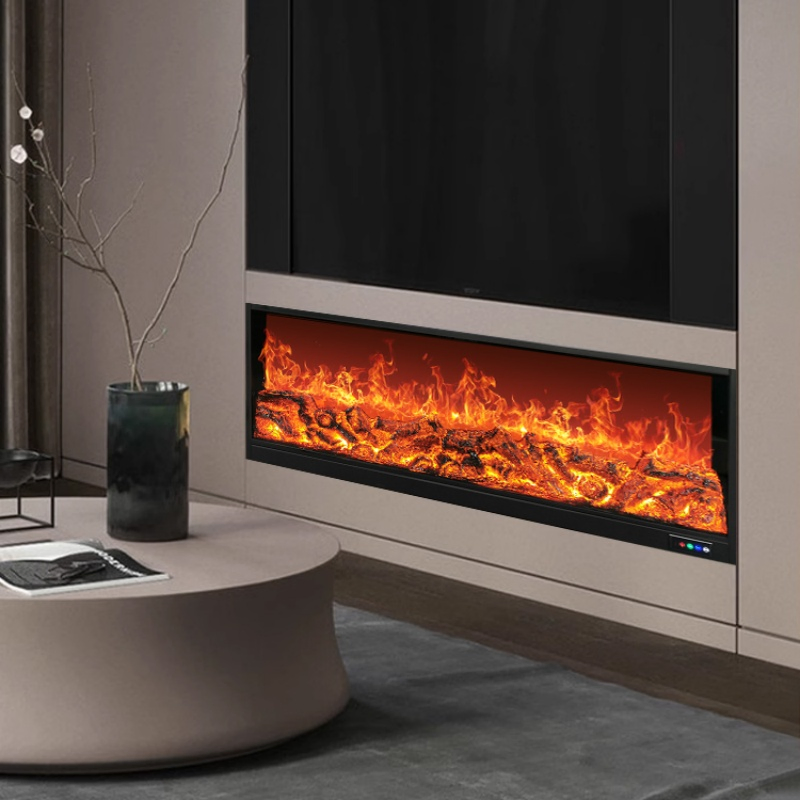 Modern Wood Stove Wall Mounted White Marble LED Used Electric Fireplace