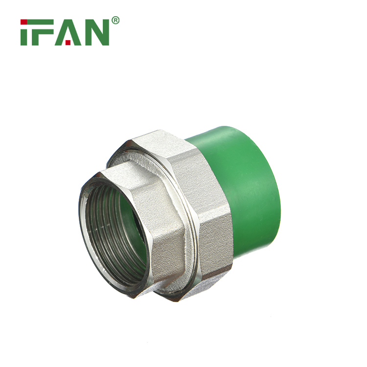 Ifan Safety NBR 15884 PPR Fittings Plumbing 20-110mm Green Color Fitting PPR Female Union Brass PPR Pipe Fitting