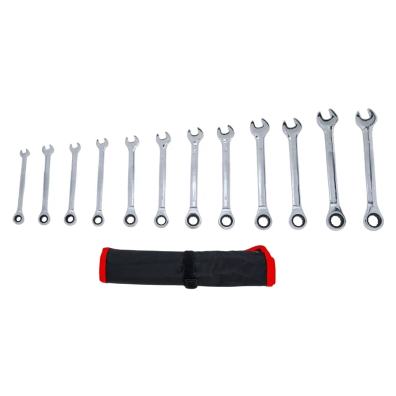 72-Teeth Combination Gear Spanner Kit 12PC Professional Ratchet Wrench Set 8-19mm