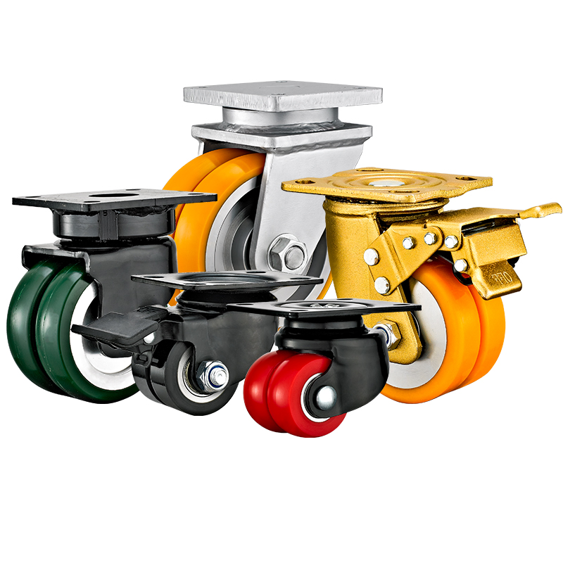 3" 4" 5" 6" 8" 10" 12" Double Wheel 2 Ton Twin Wheels Design Caster Steel /PU Caster Agv Heavy Duty Caster Wheels