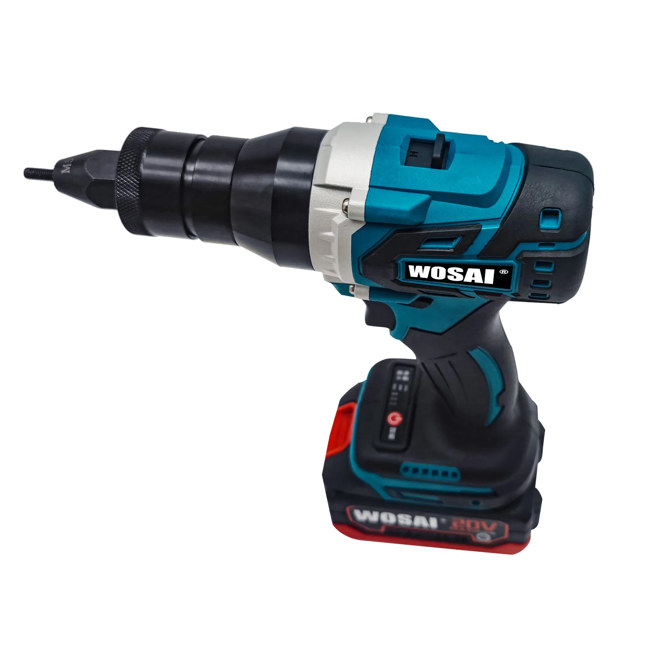 Wosai 20V 2PCS Battery Free Metal Electric Rivet Gun Rechargeable Automatic Rivet Nut Gun Riveting Tool with Nut Head M3-M12 Optional