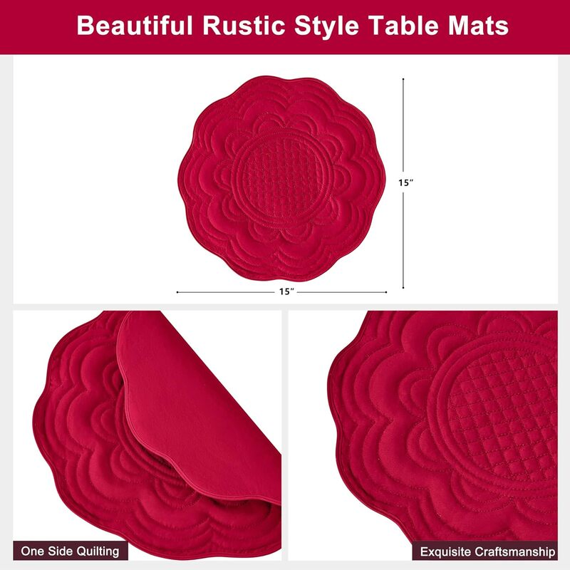 Brighthomey Microfiber Placemat Machine Washable Durable Linen Table Mats Heat Resistant
