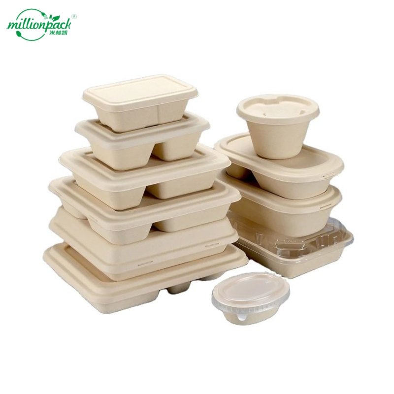 Biodegradable Lunch Container Industrial-Strength Sugarcane Tray for Hot Deli Foods
