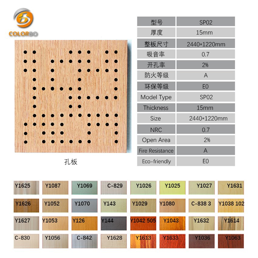 Wood Timber Veneer Perforated Wooden Acoustic Panel