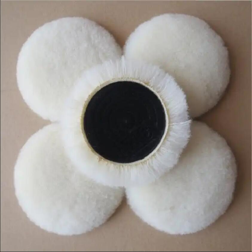 5 Inch Lambs Wool Polishing Pads with Hook and Loop Back, Soft Sheepskin Buffing Pads for Vehicles