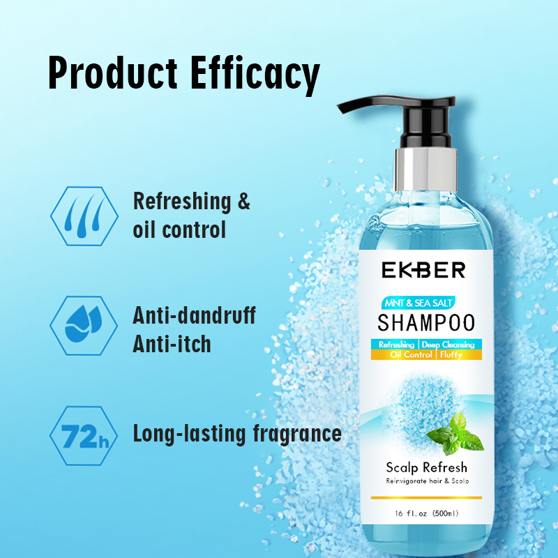 Private Label Scalp Sea Salt Mint Anti-Dandruff Hair Treatment Shampoo Natural Coconut Oil Shampoo and Conditioner for Sensitive & Oil Scalp