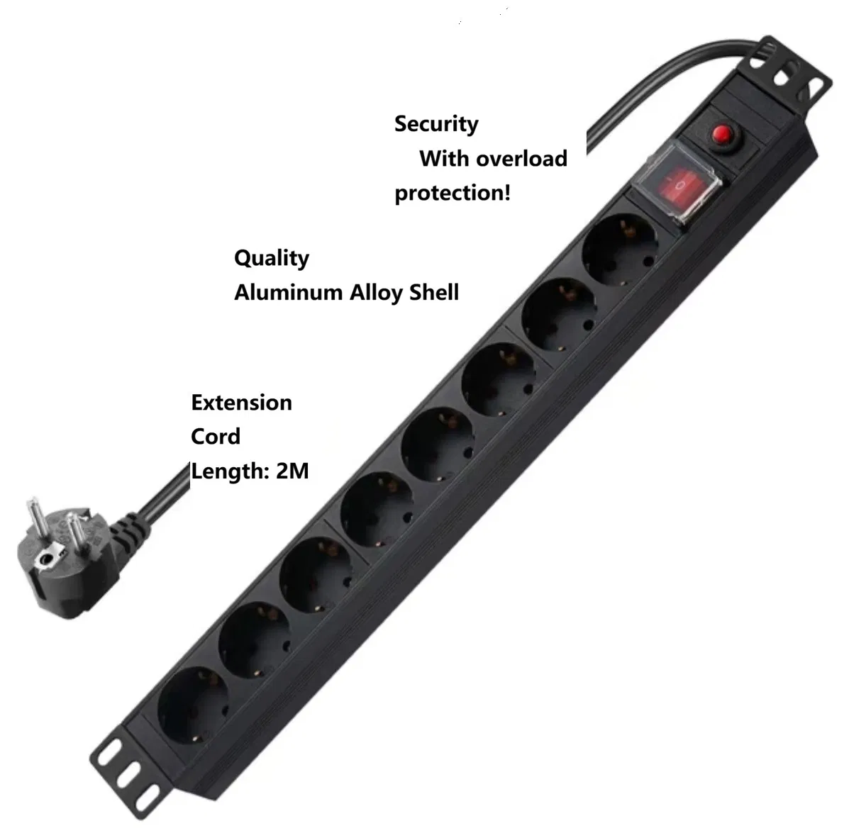 1u 19" Standard Power Strip Socket EU Type PDU