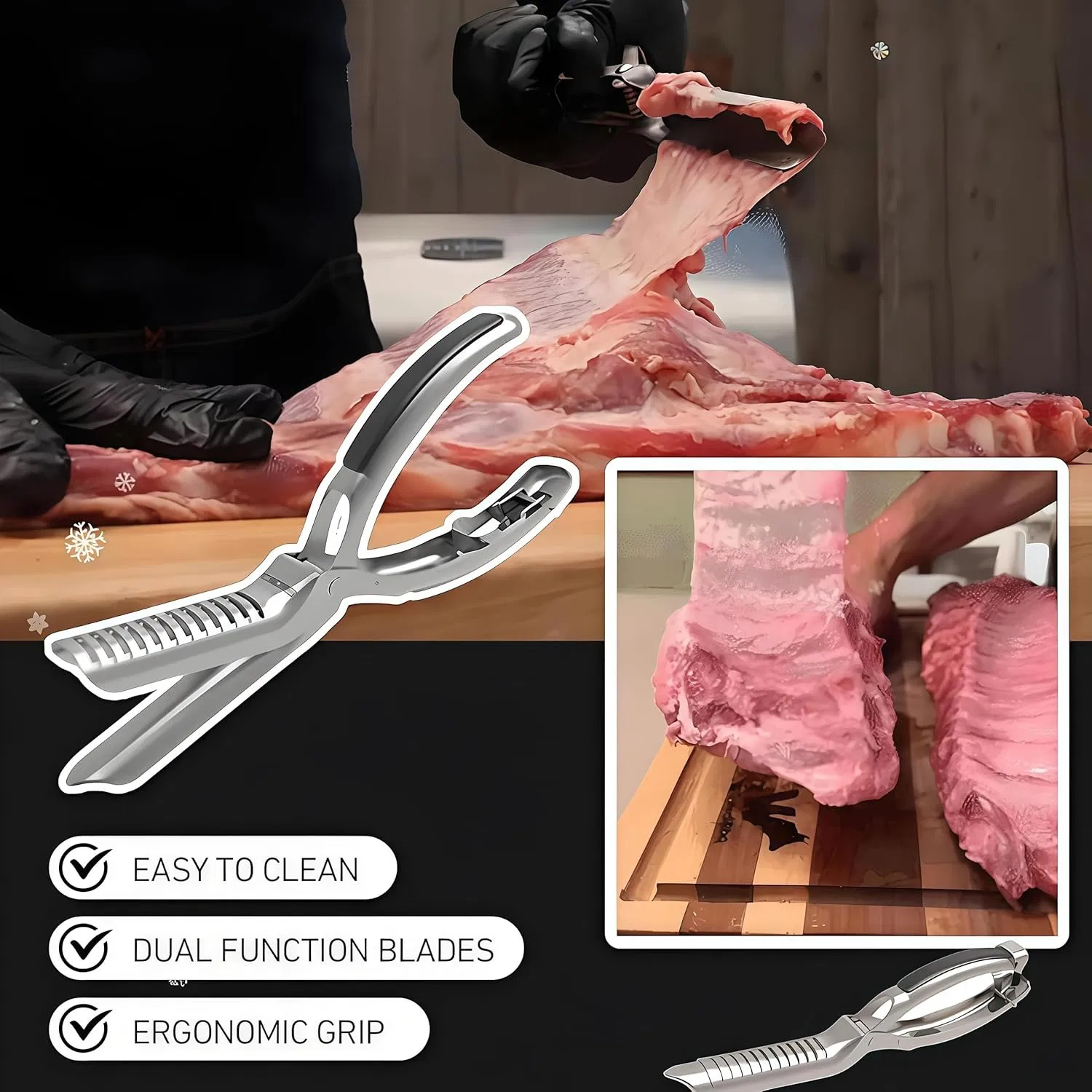 Rib Membrane Removal Tool Stainless Steel Rib BBQ Prep Tool