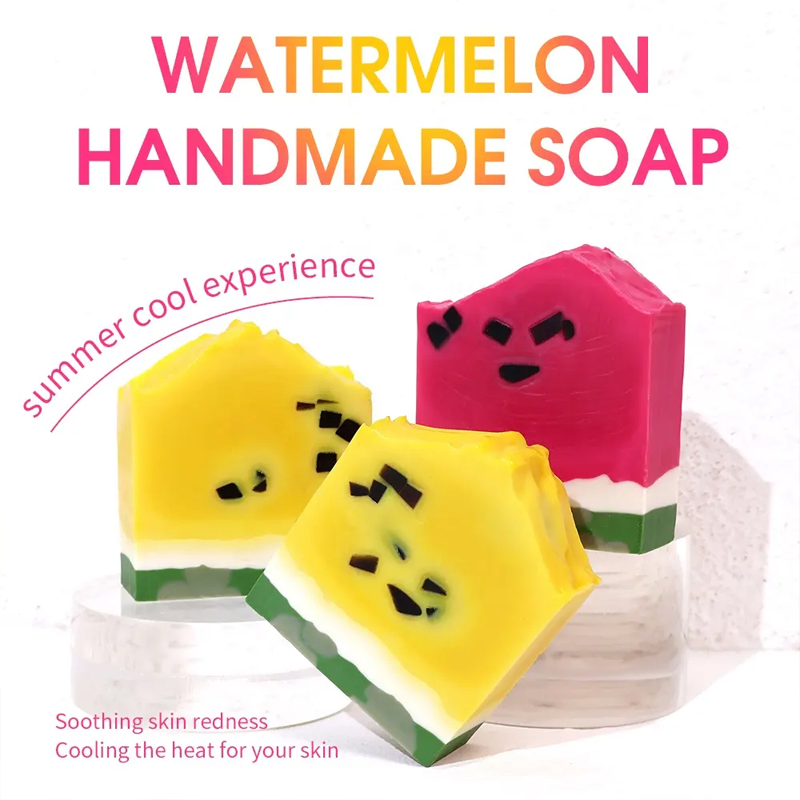 Ditong Private Label Vegan Body Wash Cleansing Moisturizing Watermelon Shape Cold Pressed Handmade Soap
