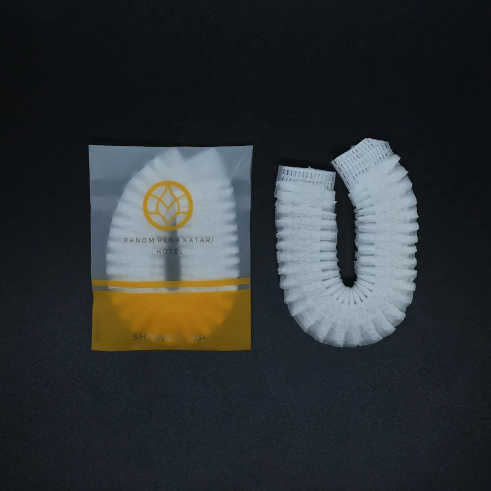 Disposable Biodegradable Corn Starch Shower Cap with Hotel Amenities for Guest Room