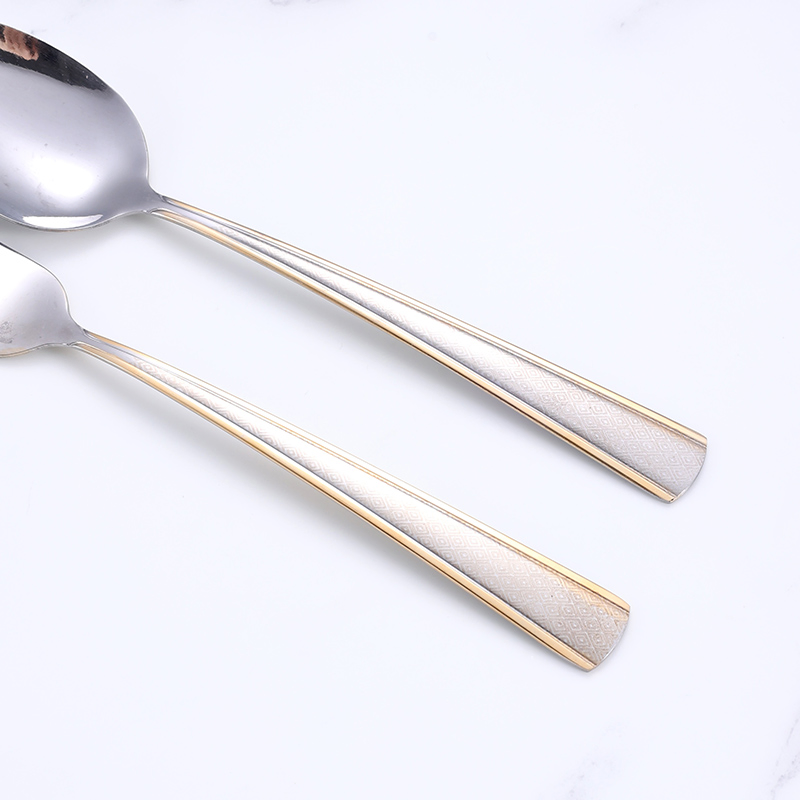 Classic Custom Gold Plated Handle Stainless Steel Fork and Spoon