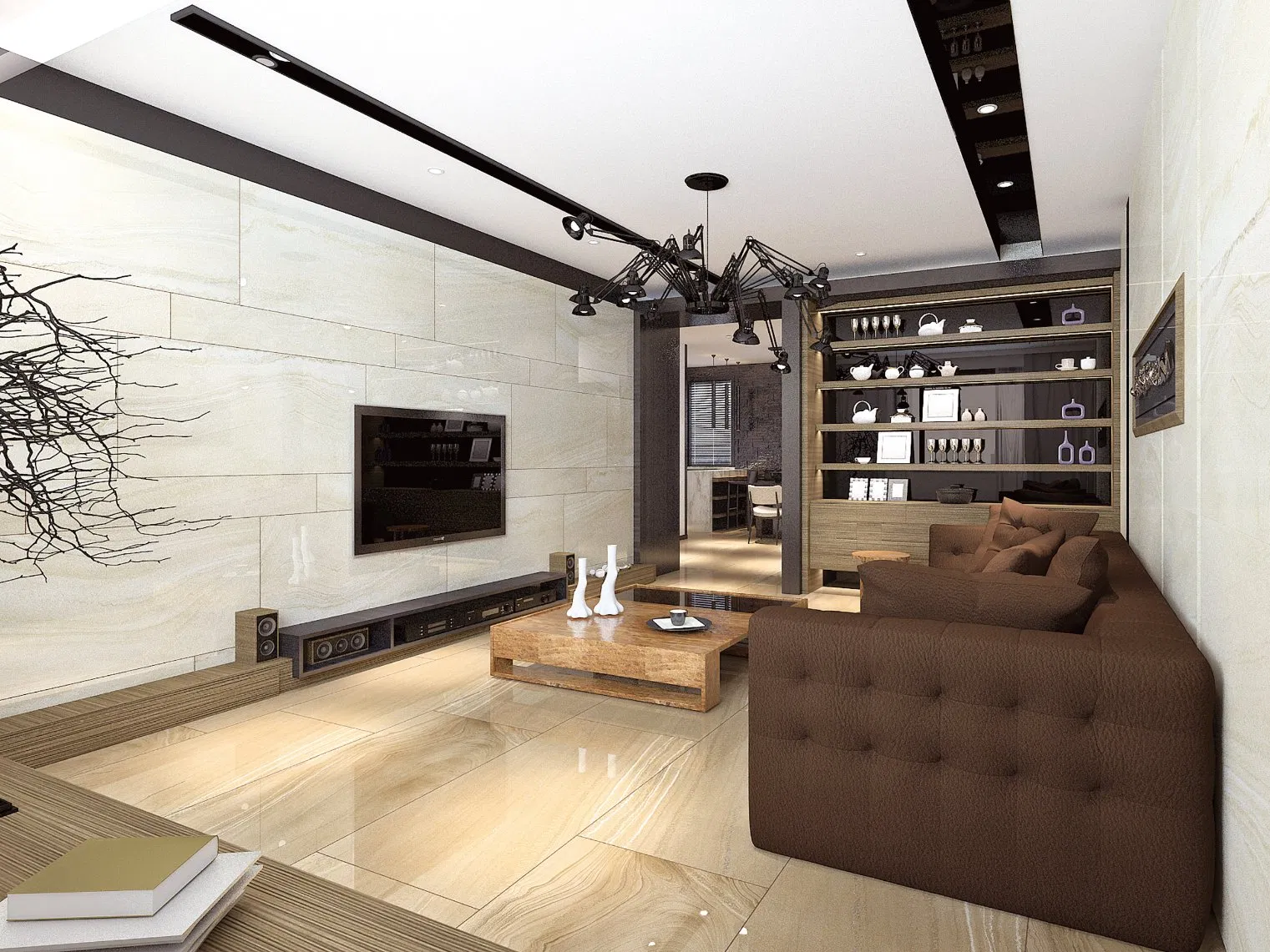 Light Beige Travertine Look Anti Slip Full Body Ceramic Tiles Natural Matt Porcelain Tiles Floor