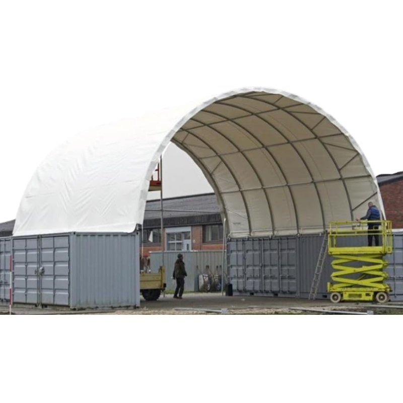 Portable Container Steel Roof Industrial Outdoor Storage Prefab Steel Structure Dome Shipping Container Shelter 20FT 40FT