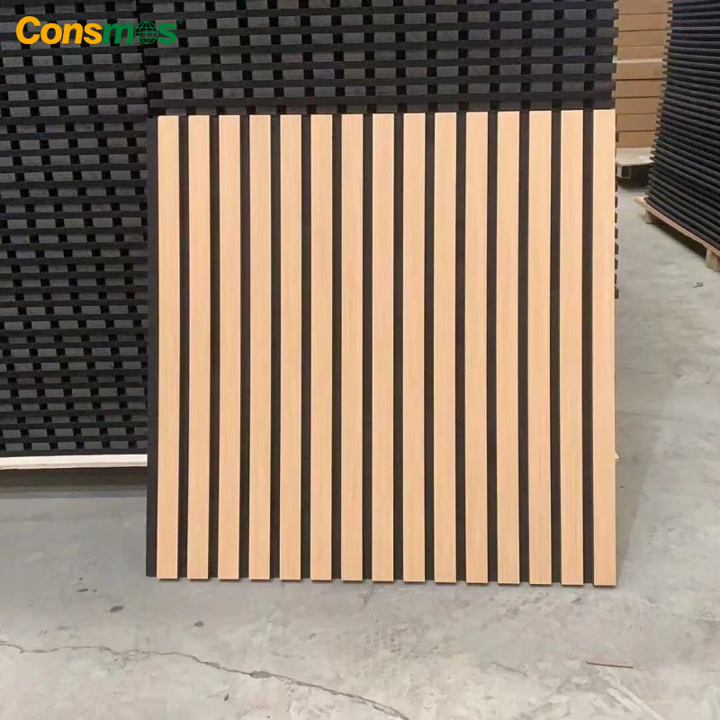 Construction Material Sound Proof Ceiling Sound Absorbing Wooden Design Pet Acoustic Slat Wall Panel