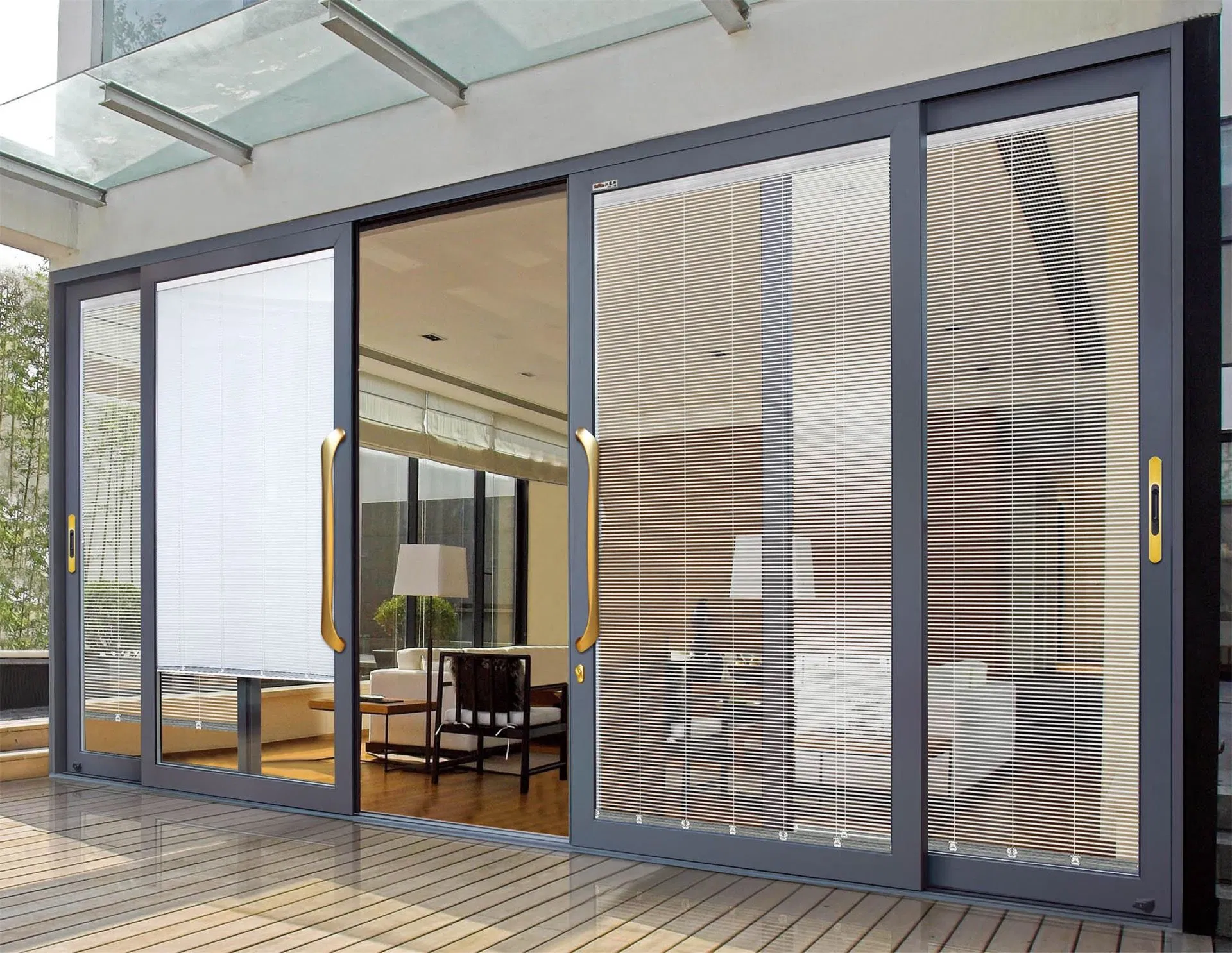 195 Series 3 Track Aluminum Glass Sliding Entrance Door