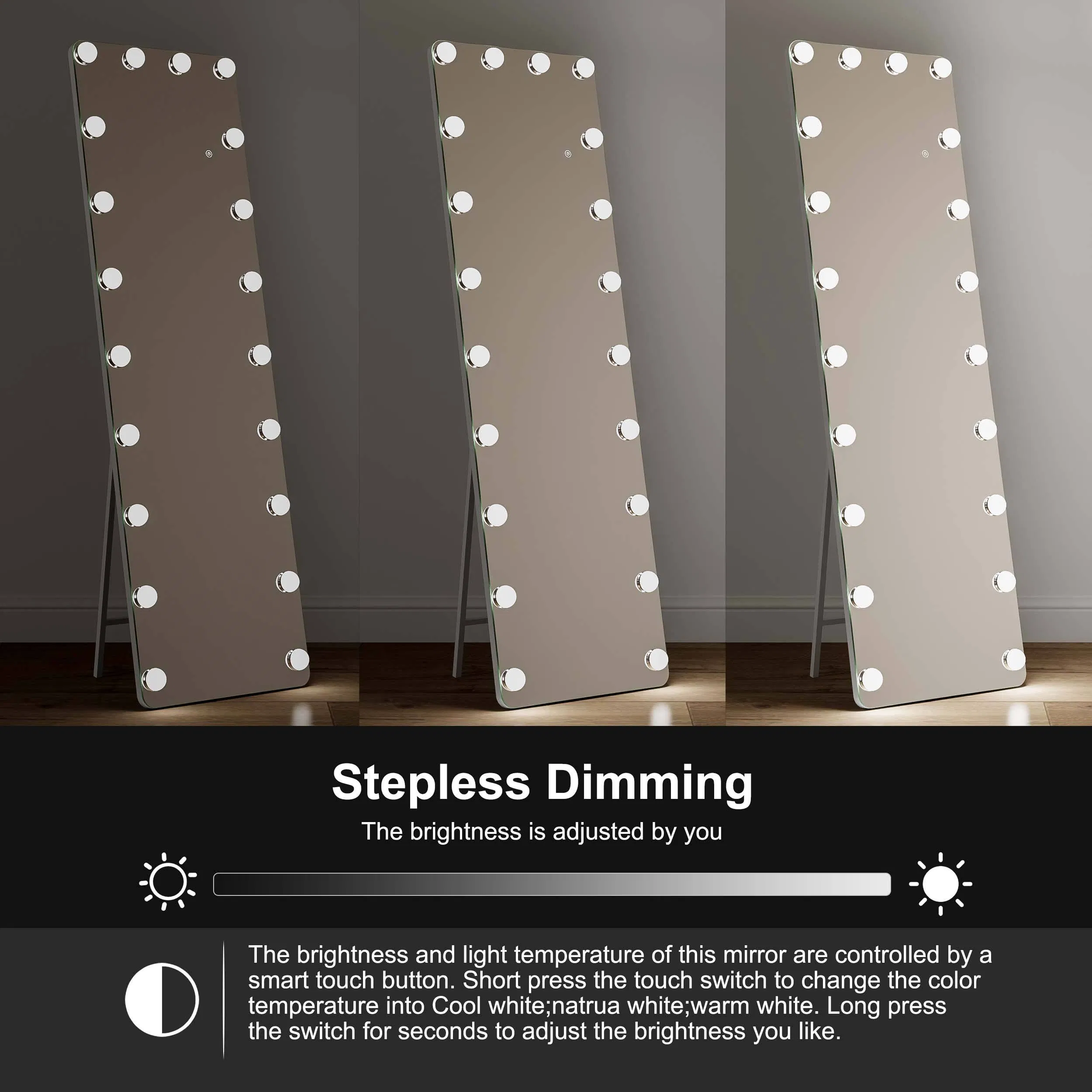 Professional Wall-Mounted LED Vanity Mirror - Modern Vertical Dressing Table for Salon & Home Use - Hollywood Style Wholesale Makeup Mirror