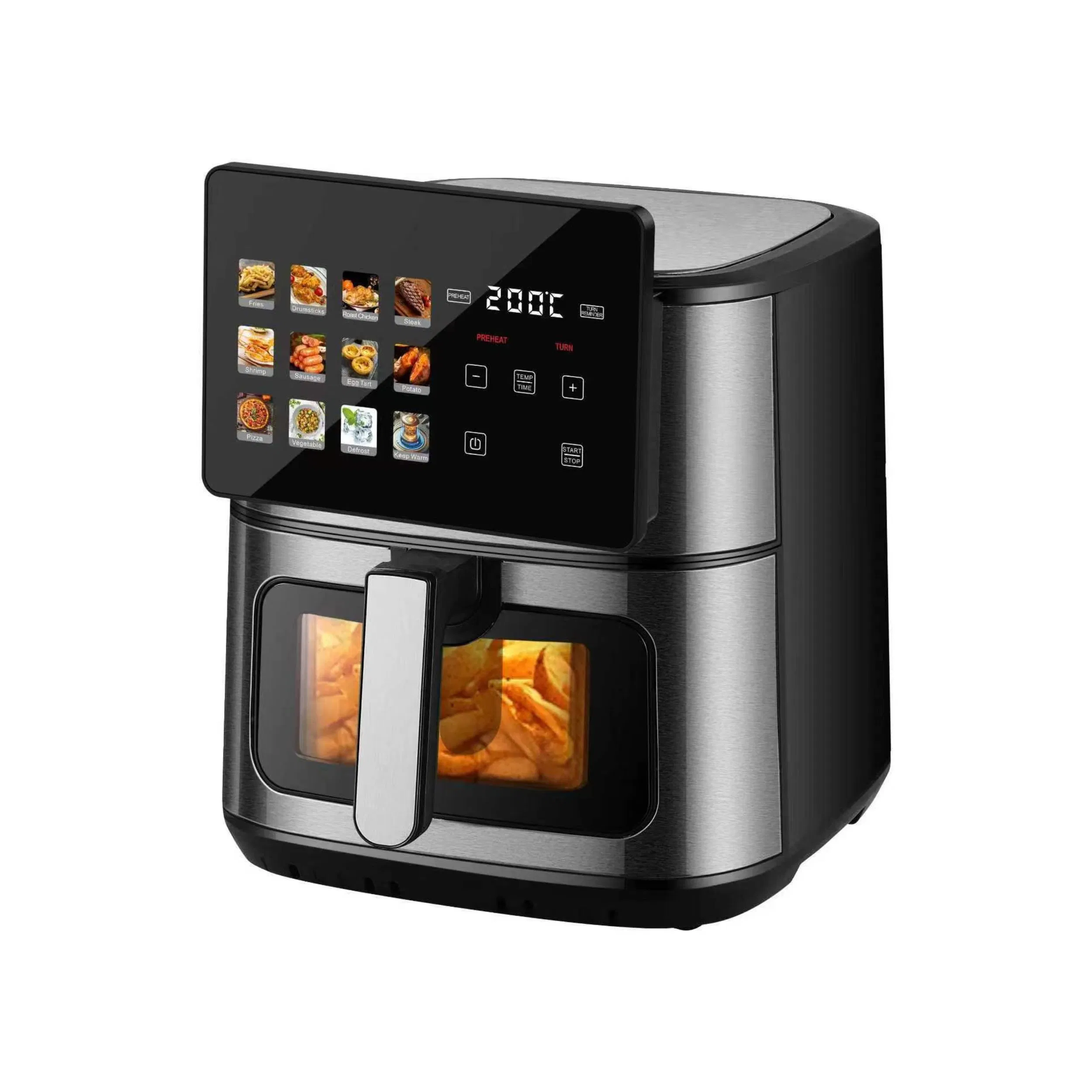 Longbank 2025 New Wholesale Electric Smart Digital Touch Large Color Screen Panel 1800W 8L Air Fryer with Visible Window