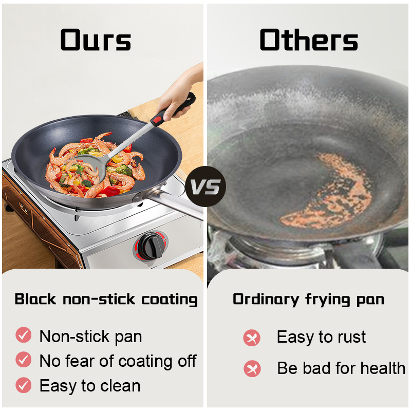 Daosheng Wholesale Coating Non-Stick Triply 201 304 Stainless Steel Cookware Skillet Pan Egg Cooking Frying Metal Frying Pan