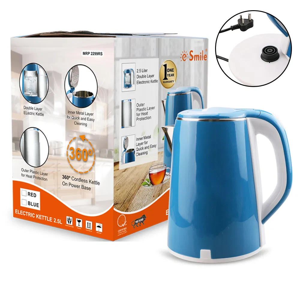 Hot water tea Household 2.3L Blue Portable Electric Kettle