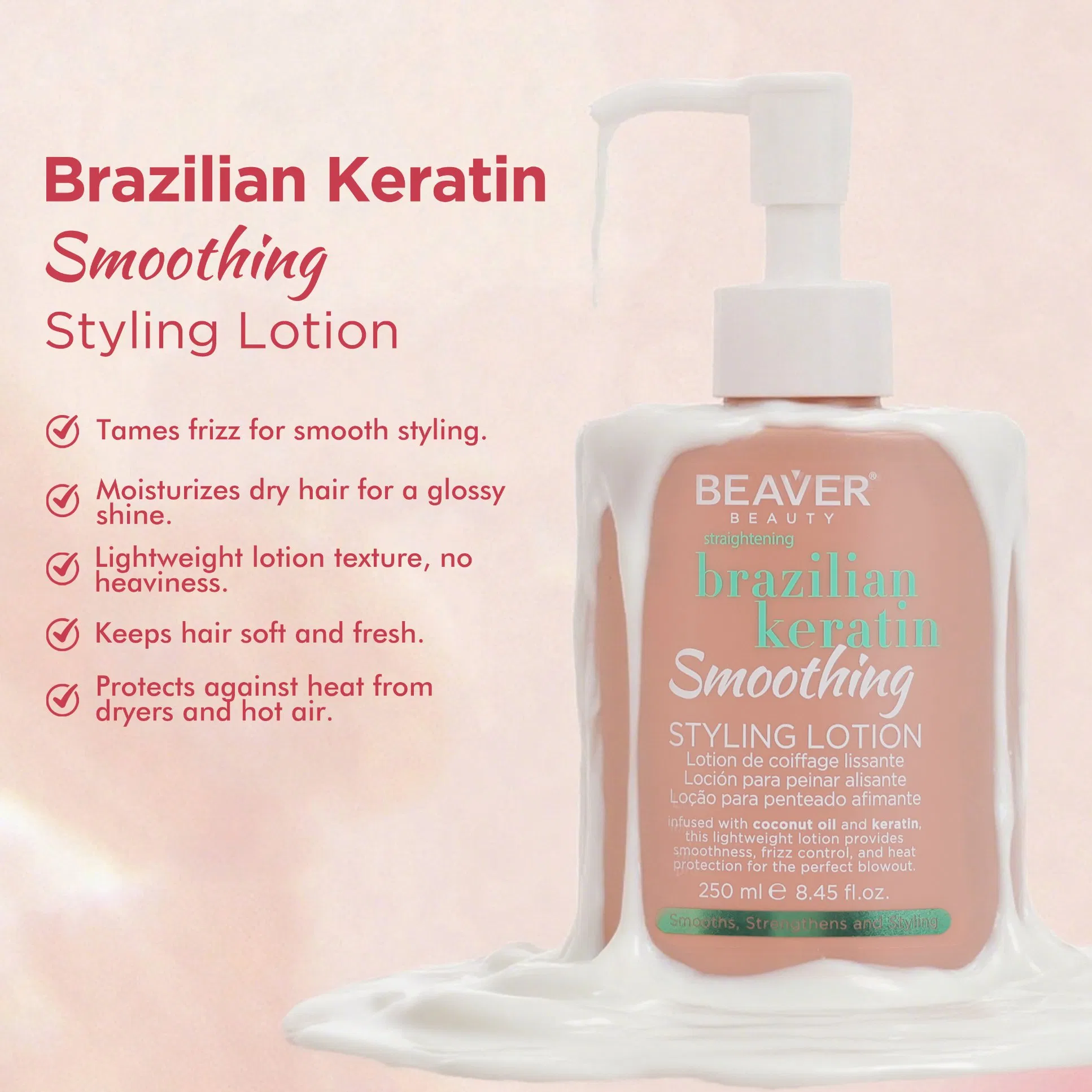 Beaver Private Label Keratin Hair Cream Styling Lotion Repairing Dry Hair Products