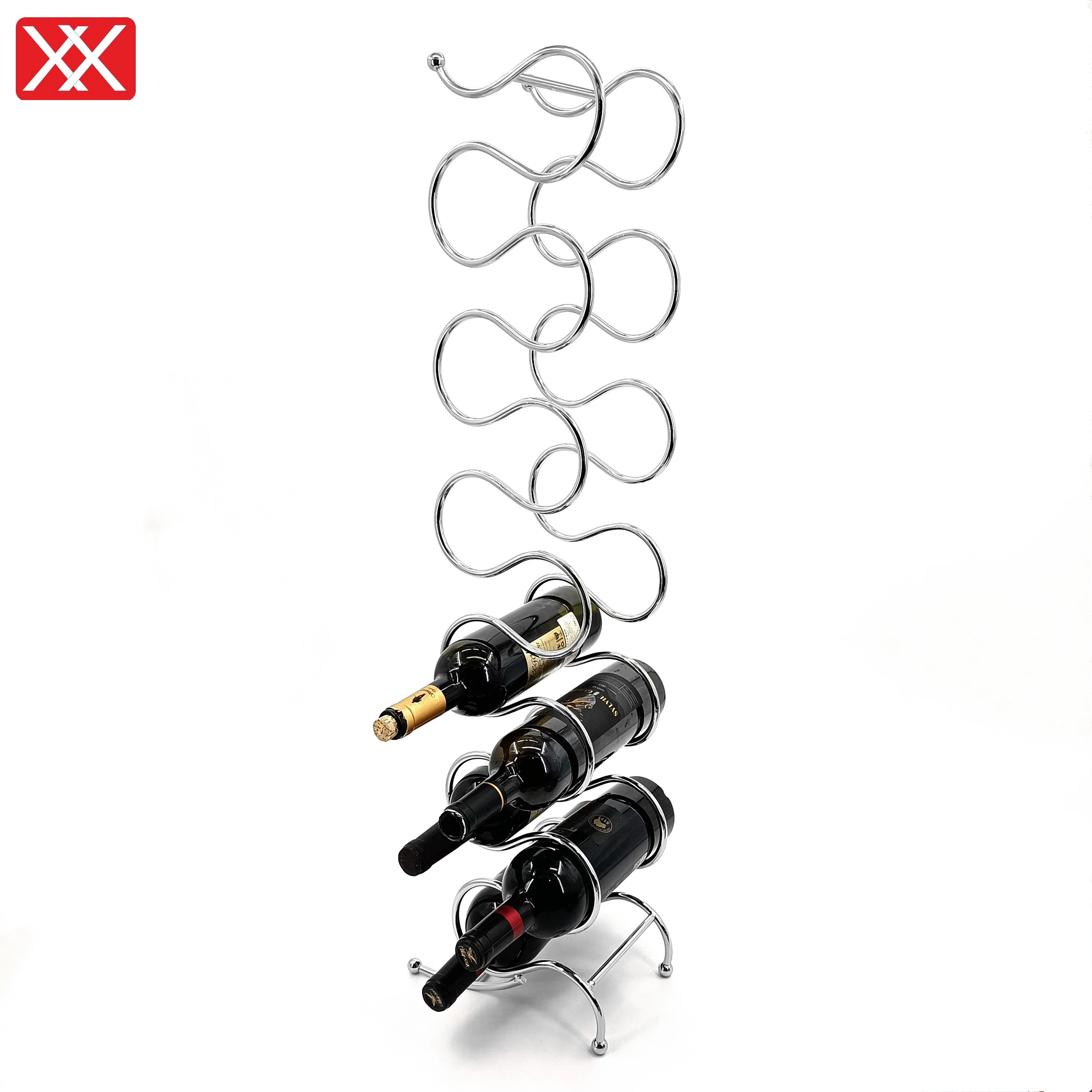 Настенная подставка для винных бутылок из металла и бамбука