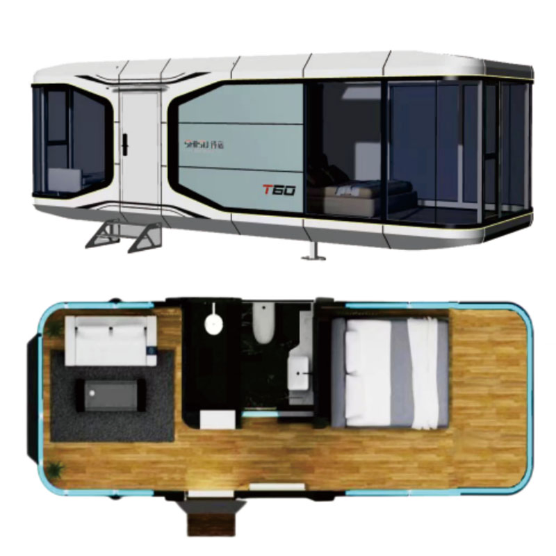 Luxury Pod Hotel Aluminum Plate Prefab House with Full furniture