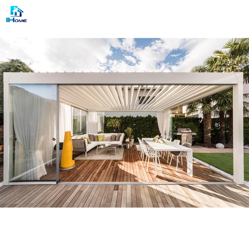 Customized Adjustable Outdoor Louvered Roof Waterproof Gazebo Garden Motorized Aluminum Pergola