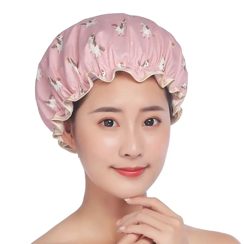 Wholesale Waterproof Shower Caps Custom Logo Bath Hat for Women
