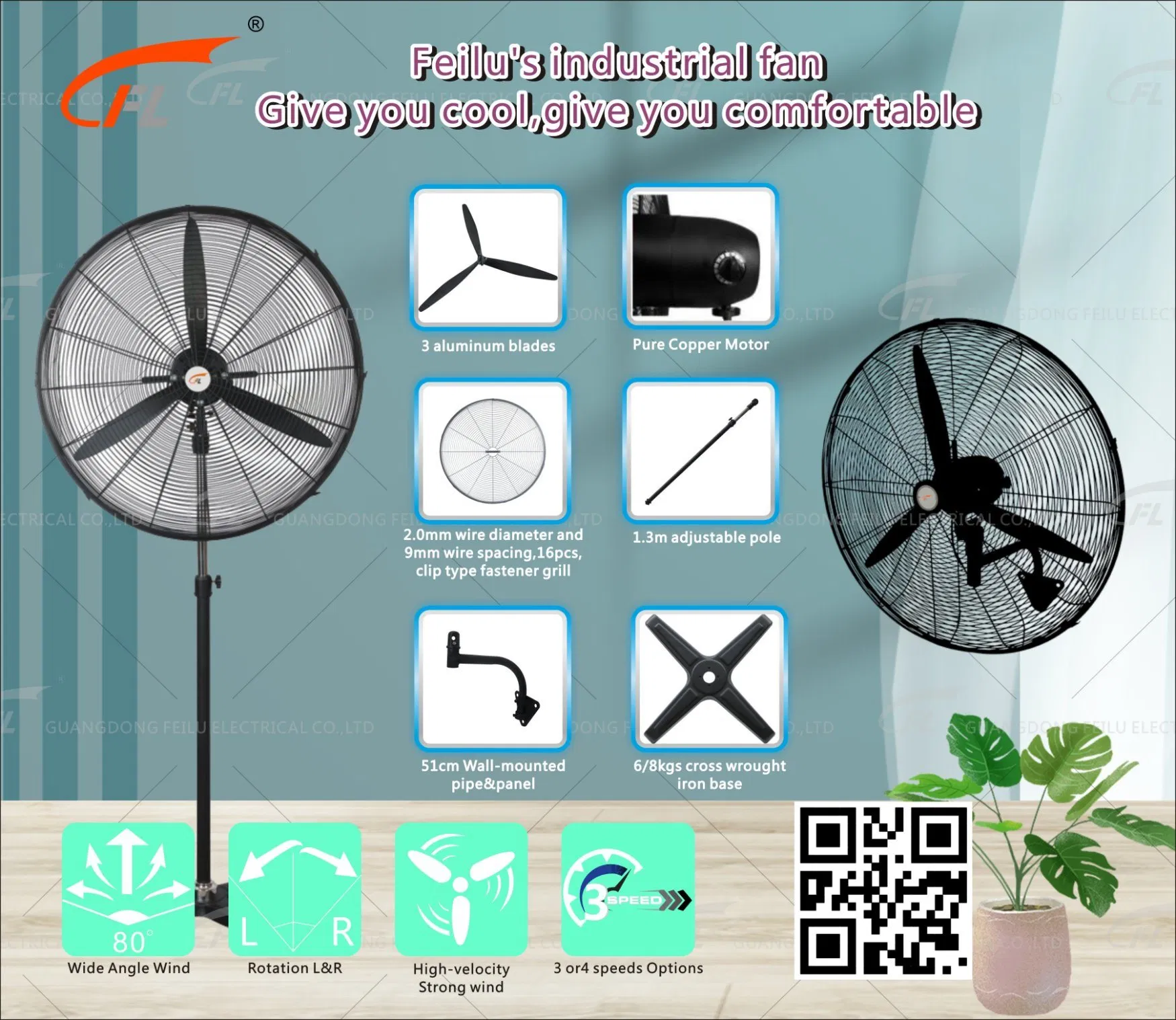 Big Power Pedestal Fan Industrial Fans