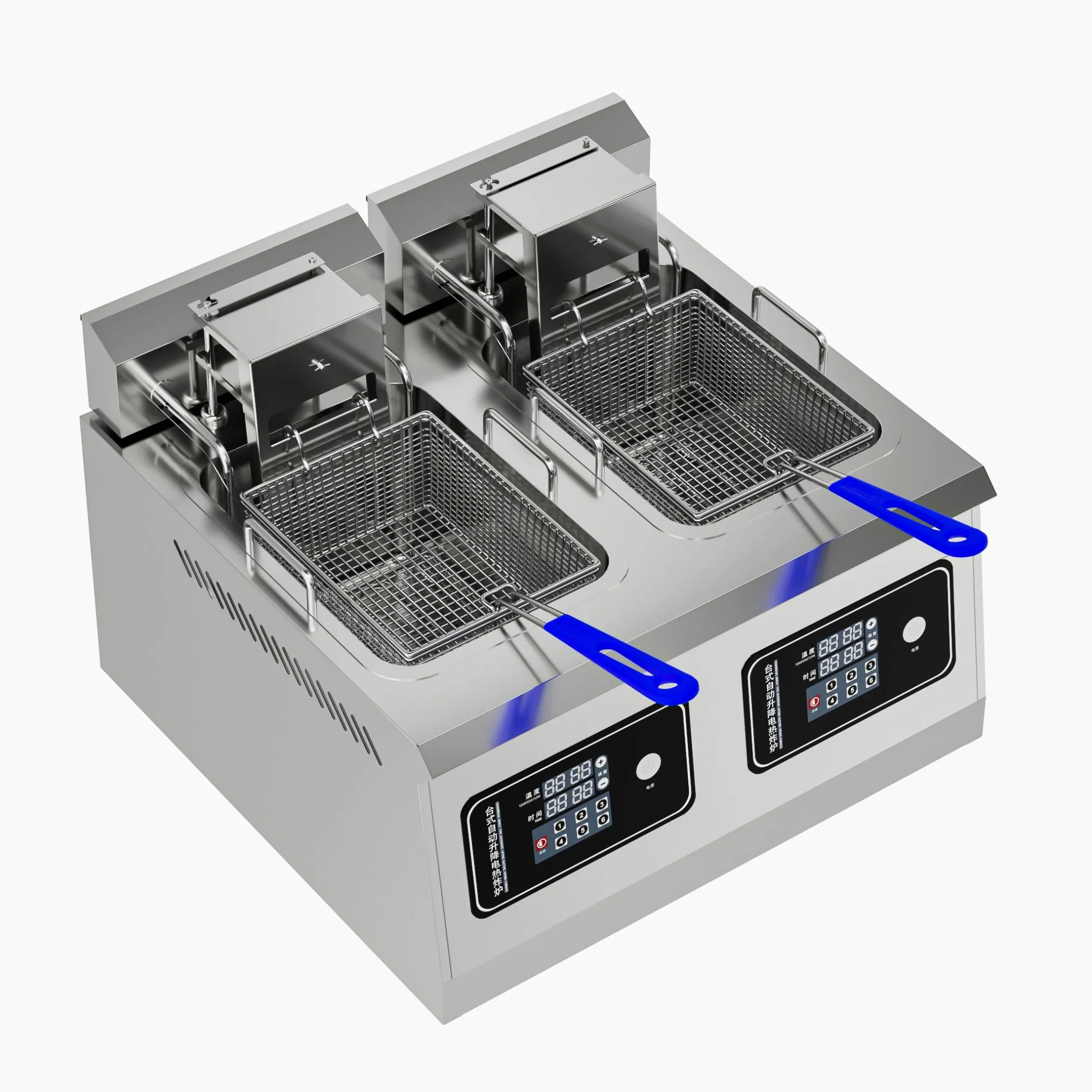 Professional Compact Desktop Double Cylinder Deep Fryer with Dual 14L Vats