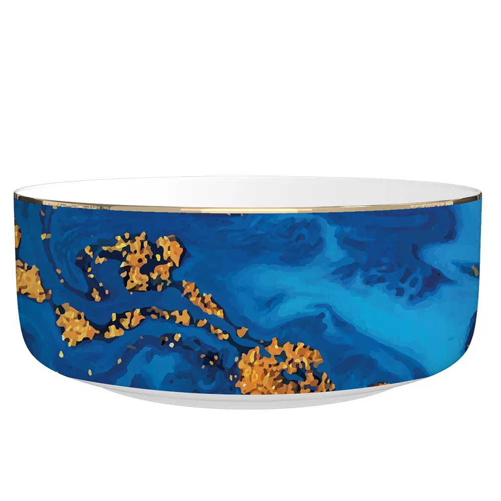 Wholesale Factory Price Art Blue Star River Ceramic Charger Plate Tableware Bone China Dinnerware Set for Party Hotel Wedding
