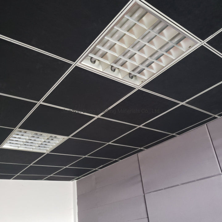 White Tile Black Surface Fiberglass Ceiling Cinema with Sound Absorption Nrc0.85
