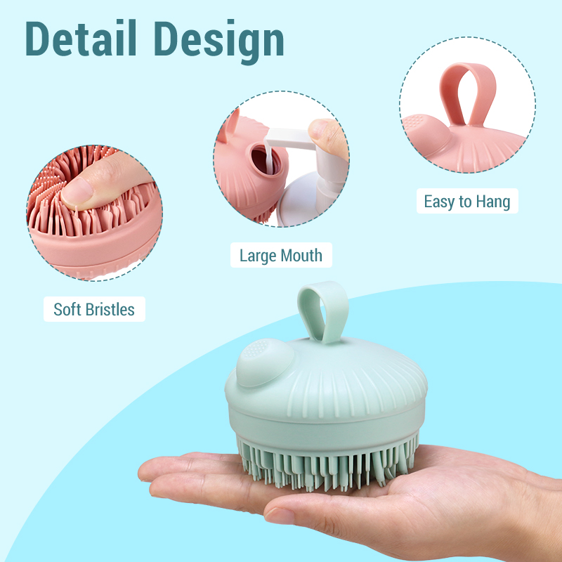 Bathroom Clean Tools Accessories BPA Free Silicone Manufacturer Squeeze Refillable Silicon Pet Bathing Body Massage Brush Cat Dog Scrubber with Soap Dispenser