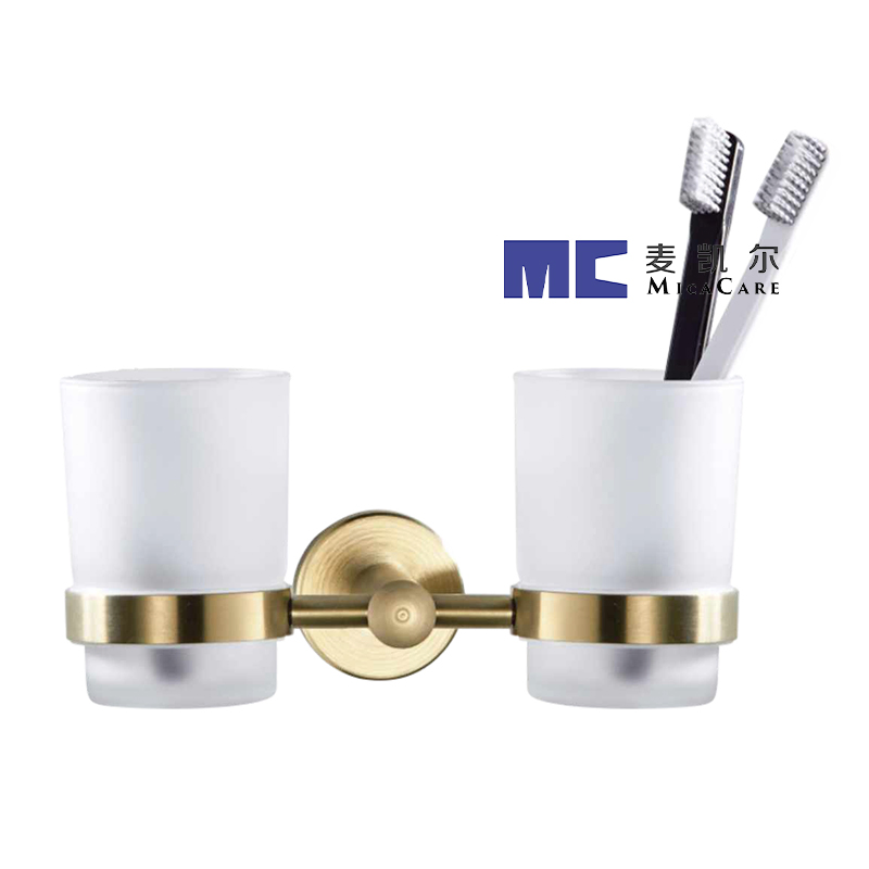 Wall Mounted Double Toothbrush Holder Set with 2 Cups