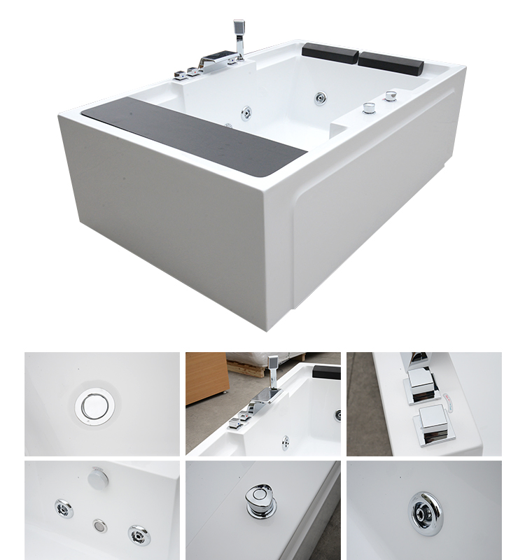 Угловая акриловая ванна с гидромассажем для двоих