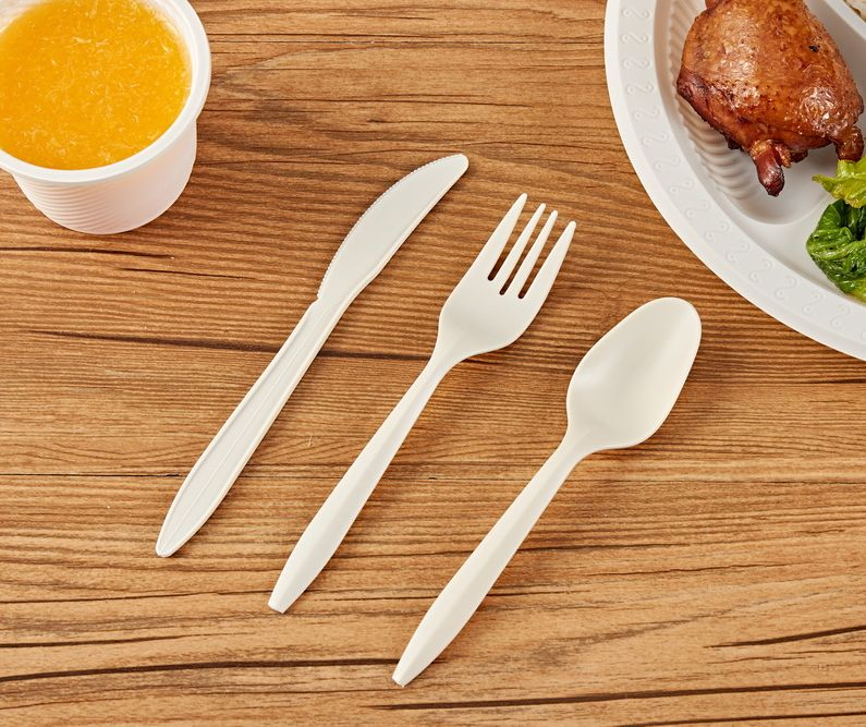 High Quality Disposable Dinnerware Cutlery Forks Biodegradable Psm Plastic Spoon Knife