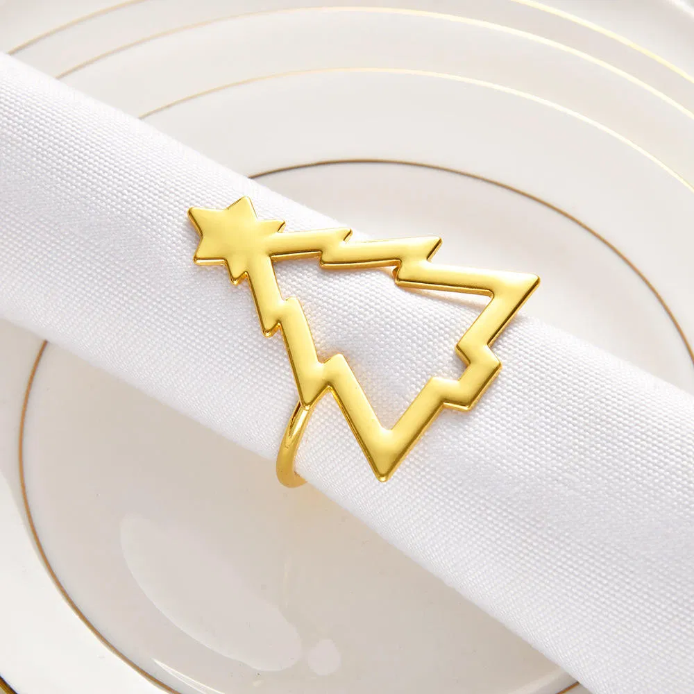 Gold Christmas Tree Napkin Ring Hotel Metal Table Setting
