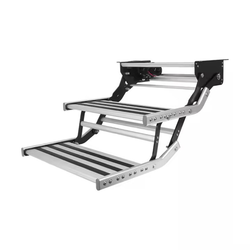 High Quality RV Camper Step Aluminum Alloy Folding Manual Single Drop Down Steps with LED Light